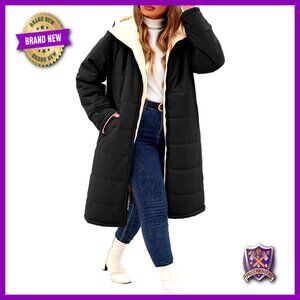 Plus Size Reversible Down Jacket Hooded Lightweight Long Winter Coat